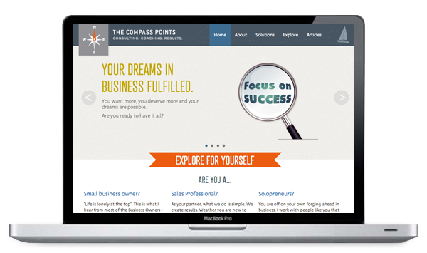The Compass Points home page desktop view