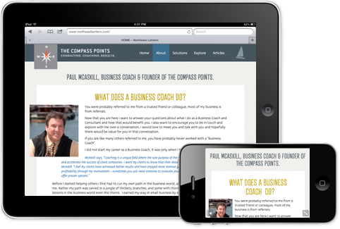 The Compass Points mobile landscape view