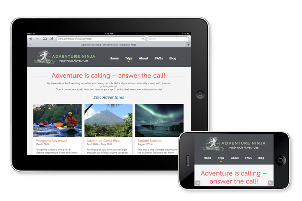 Adventure-Ninja.com Mobile Landscape View