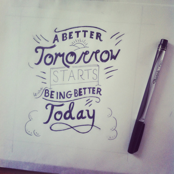 Hand lettered final inked drawing