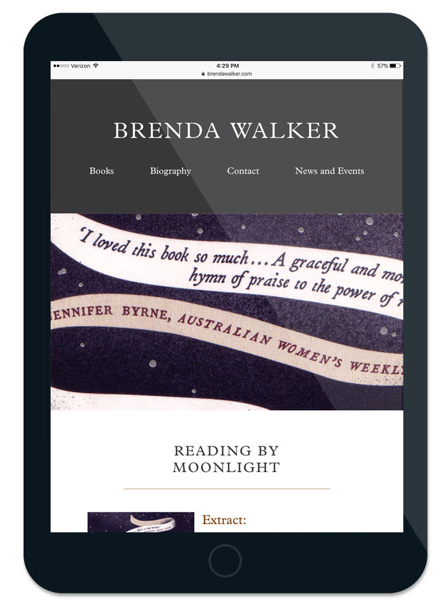 iPad with an image of Brenda's Website