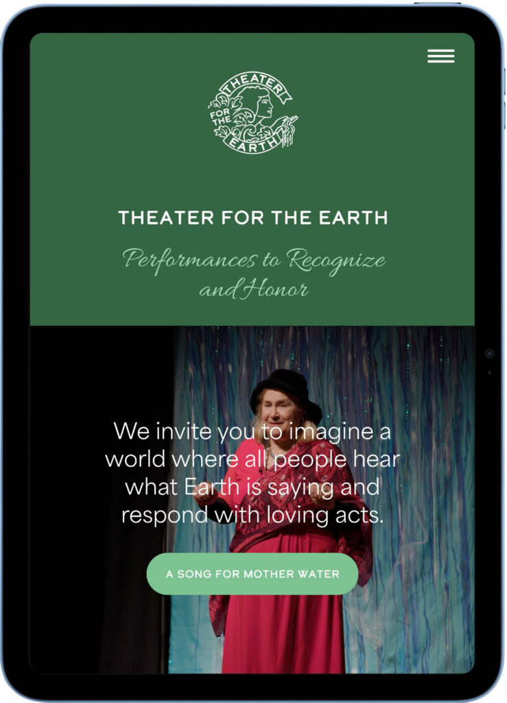 Theater for the Earth website on ipad